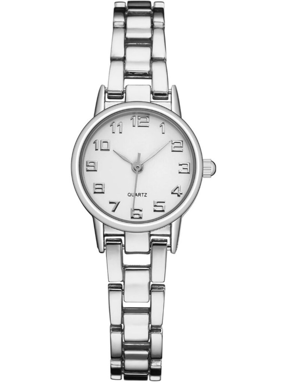 Women All Silver Small Thin Analog Bracelet Quartz Dainty Waterproof Wrist Watch
